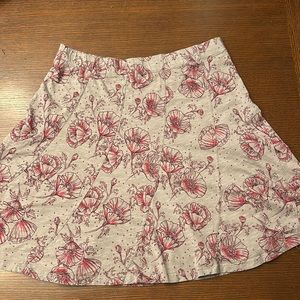 Toad & Co Skirt Floral Cocoa Poppy Print Grey Size Medium Toad&Co
